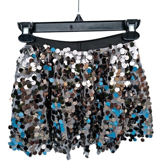 Rachel Parcell Girls 7 Sequin Mini Skirt Sparkly Silver Holiday Elastic Waist - Picture 6 of 16